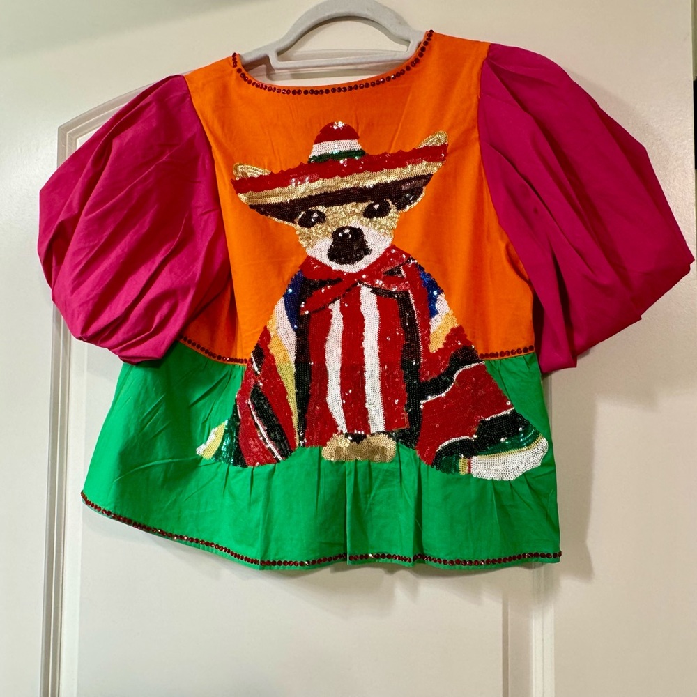 Colorful QOS Top with Dog Design